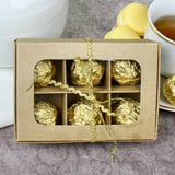 Mini treat box with window and dividers - open box with gold foil-wrapped truffles