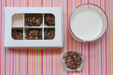 Mini treat box with window and dividers - open box with truffles