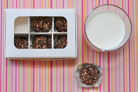 Mini treat box with window and dividers - open box with truffles