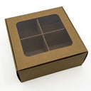 Cookie box with dividers and window (four compartments) in kraft paper