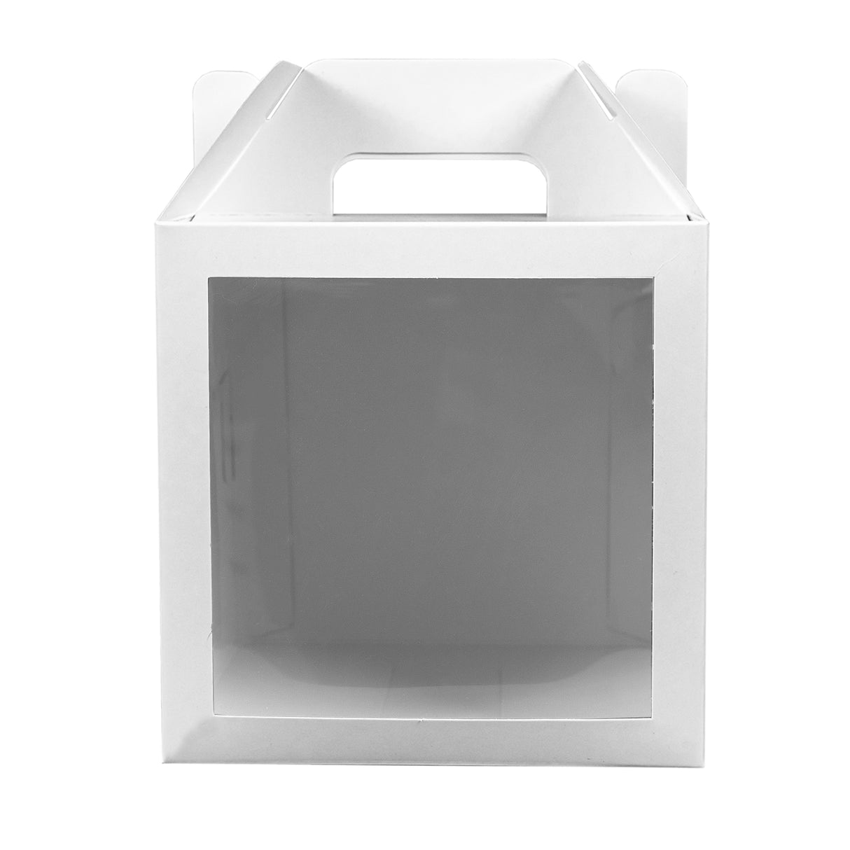 8x8x8 white paper cake box with window and handle