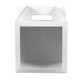 8x8x8 white paper cake box with window and handle