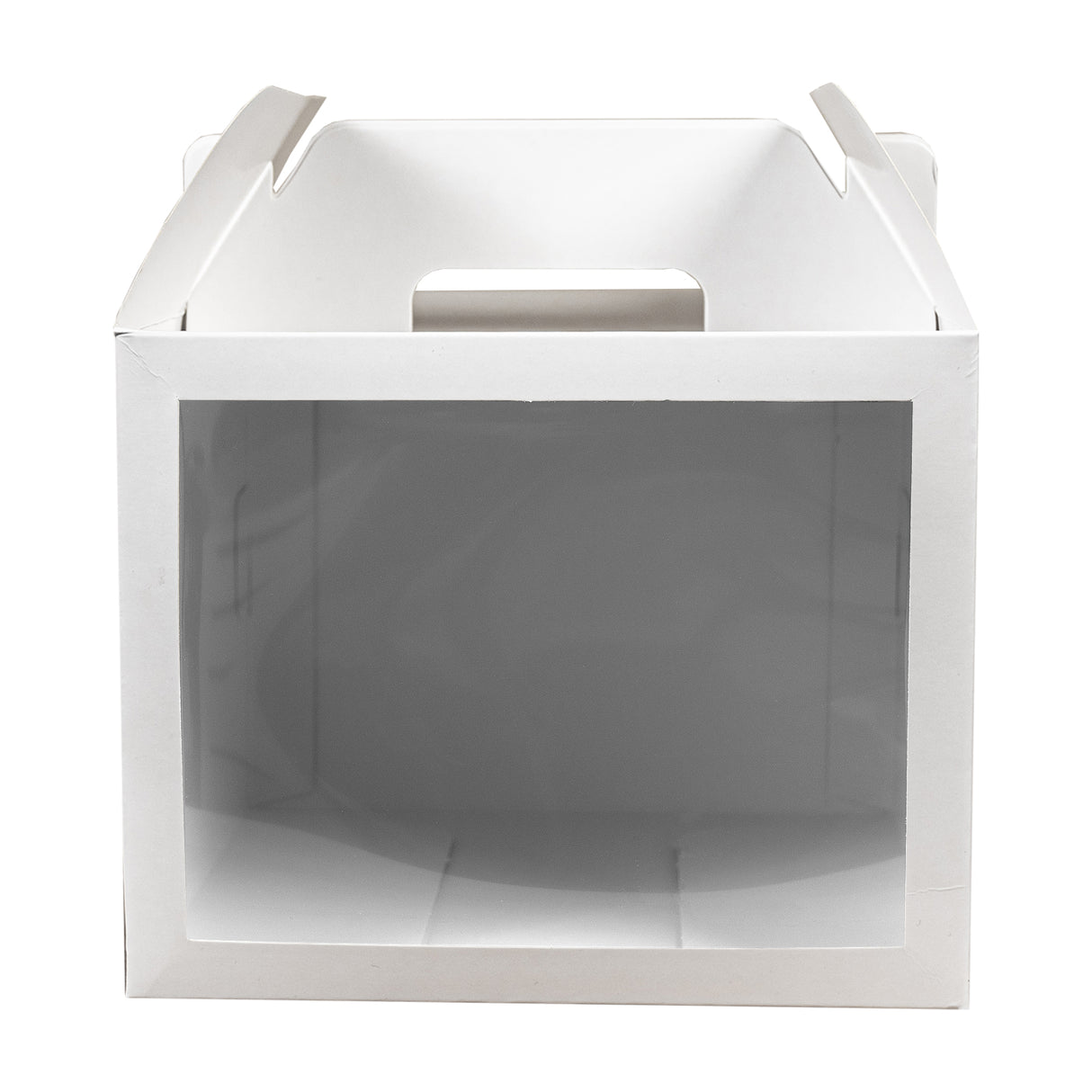 10x10x8 white paper cake box with window and handle