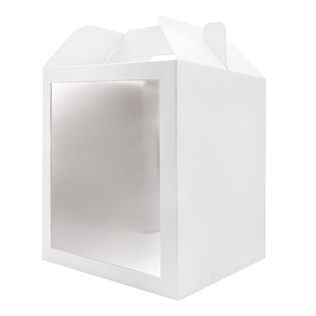 10x10x12 white paper cake box with window and handle