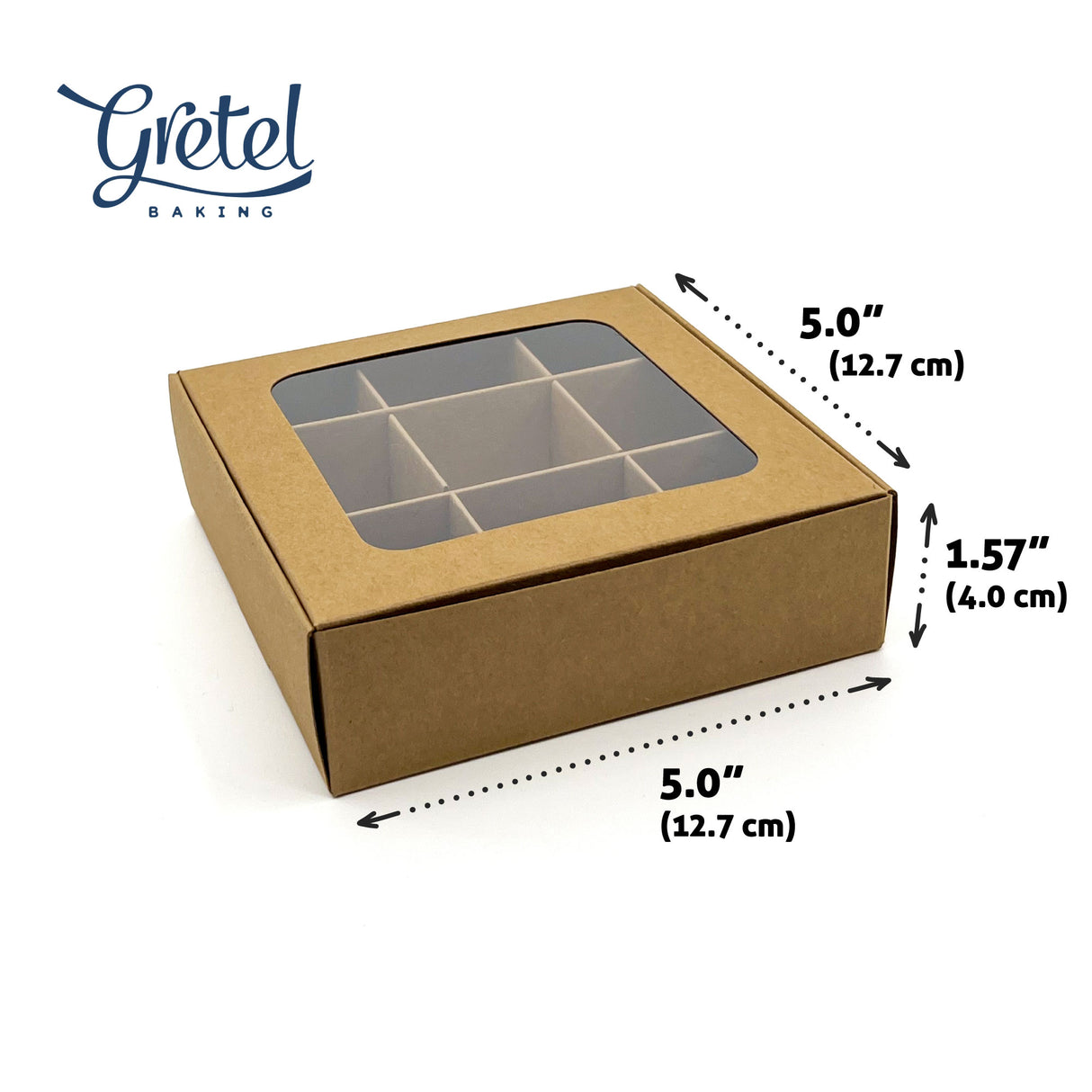 Treat Box with Window and Dividers - X-Small (9-compartment) - 5x5x1.57 in [10 pack]