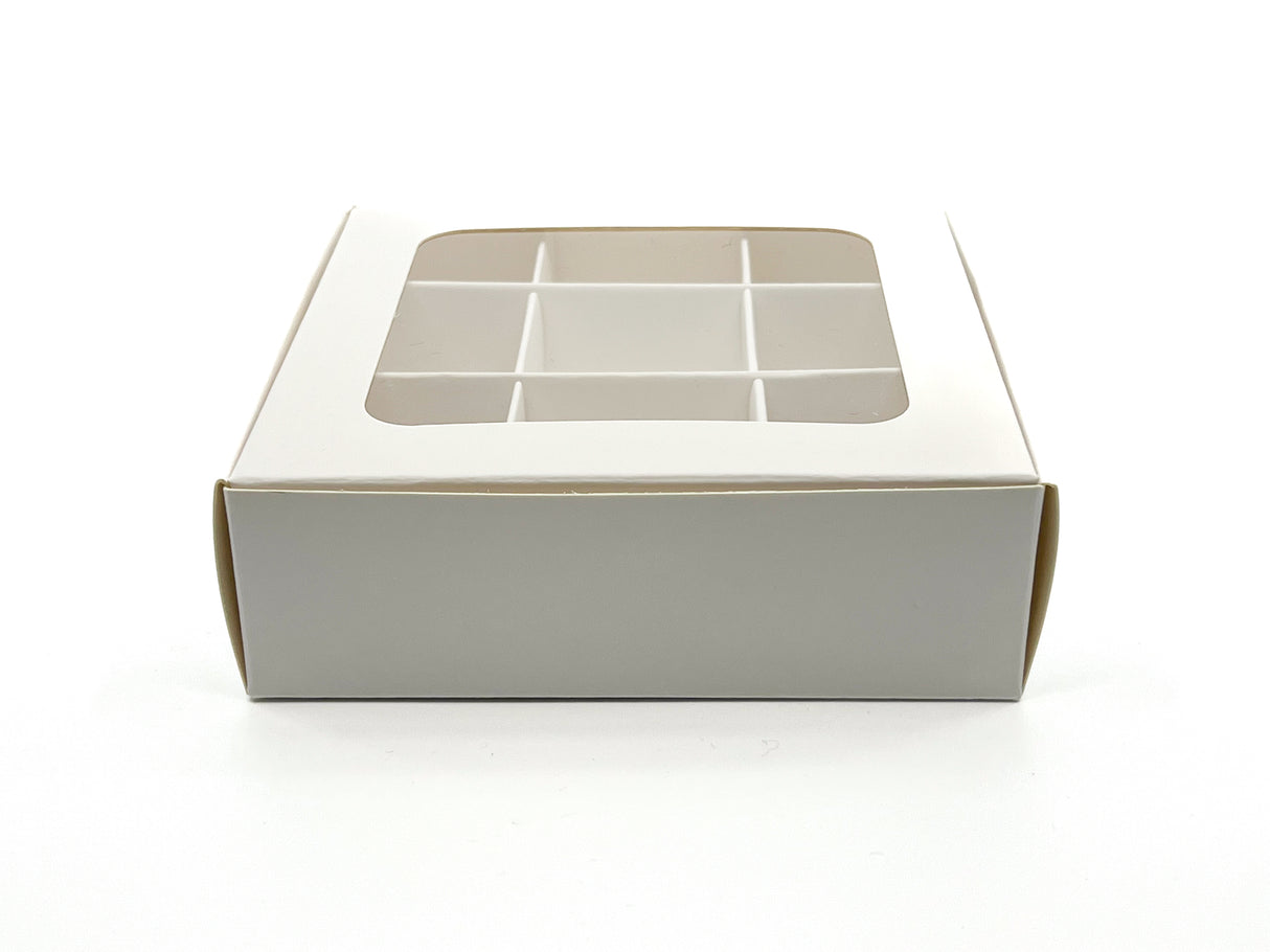 Treat Box with Window and Dividers - X-Small (9-compartment) - 5x5x1.57 in [10 pack]