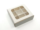 Treat Box with Window and Dividers - X-Small (9-compartment) - 5x5x1.57 in [10 pack]