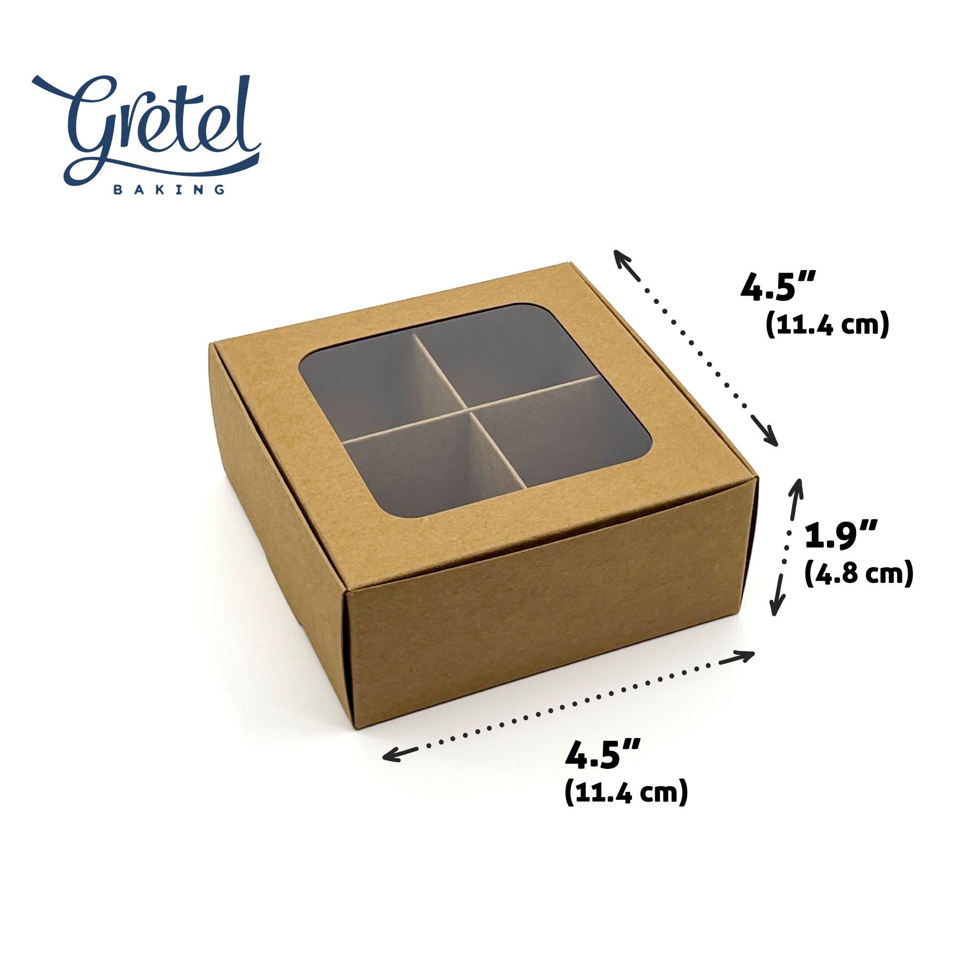 Treat Box with Window and Dividers - Small (4-compartment) - 4.5x4