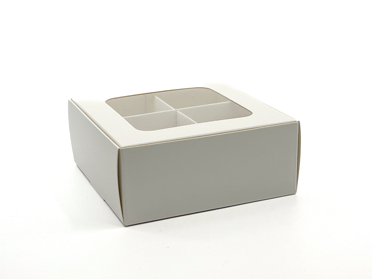 Treat Box with Window and Dividers - Small (4-compartment) - 4.5x4.5x1.9 in [20 pack]