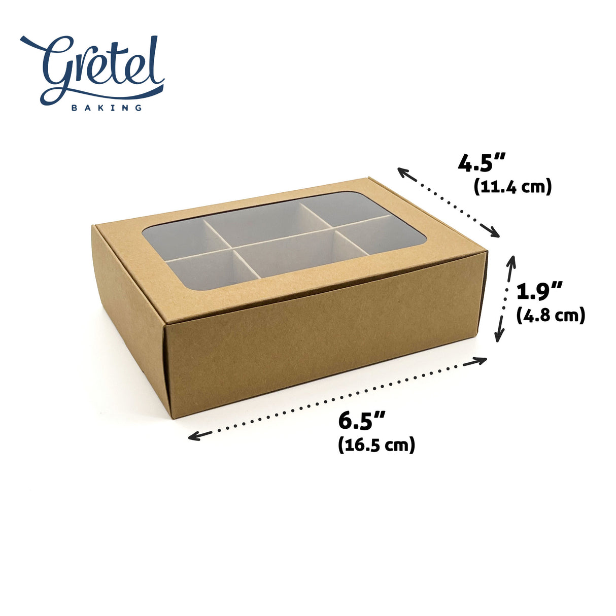 Treat Box with Window and Dividers - Small (6-compartment) - 6.5x4.5x1.9 in [20 pack]