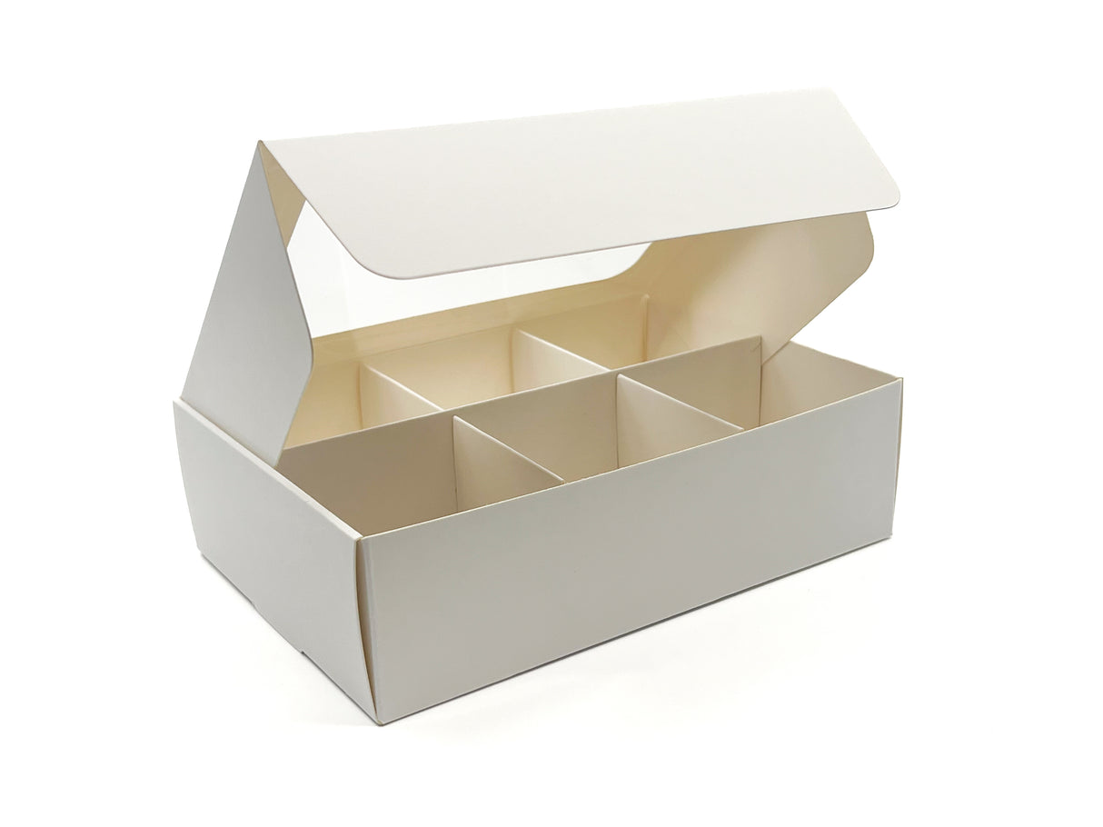 Treat Box with Window and Dividers - Medium (6-compartment) - 8.75x6x2.4 in [20 pack]