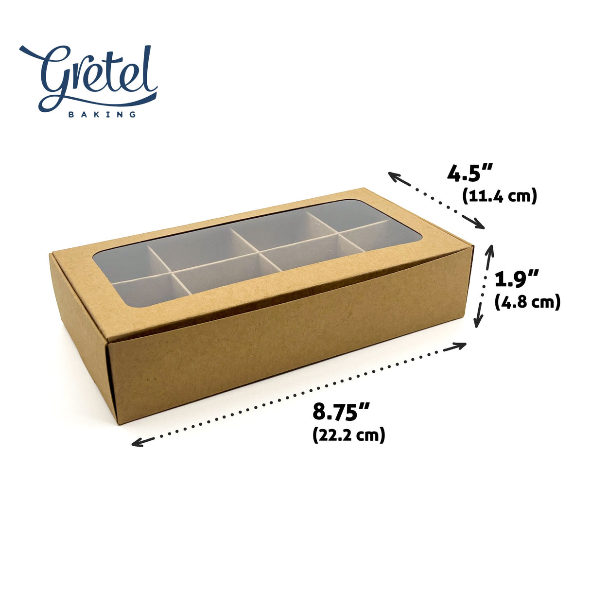 Treat Box with Window and Dividers - Small (8-compartment) - 8.75x4.5x1.9 in [10 pack]