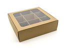 Treat Box with Window and Dividers - Small (9-compartment) - 6.5x6.5x1.9 in [20 pack]