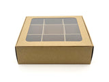 Treat Box with Window and Dividers - Small (9-compartment) - 6.5x6.5x1.9 in [10 pack]