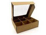 Treat Box with Window and Dividers - Small (9-compartment) - 6.5x6.5x1.9 in [10 pack]