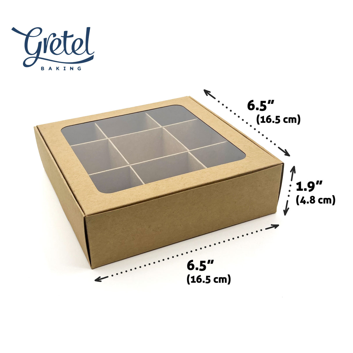 Treat Box with Window and Dividers - Small (9-compartment) - 6.5x6.5x1.9 in [10 pack]