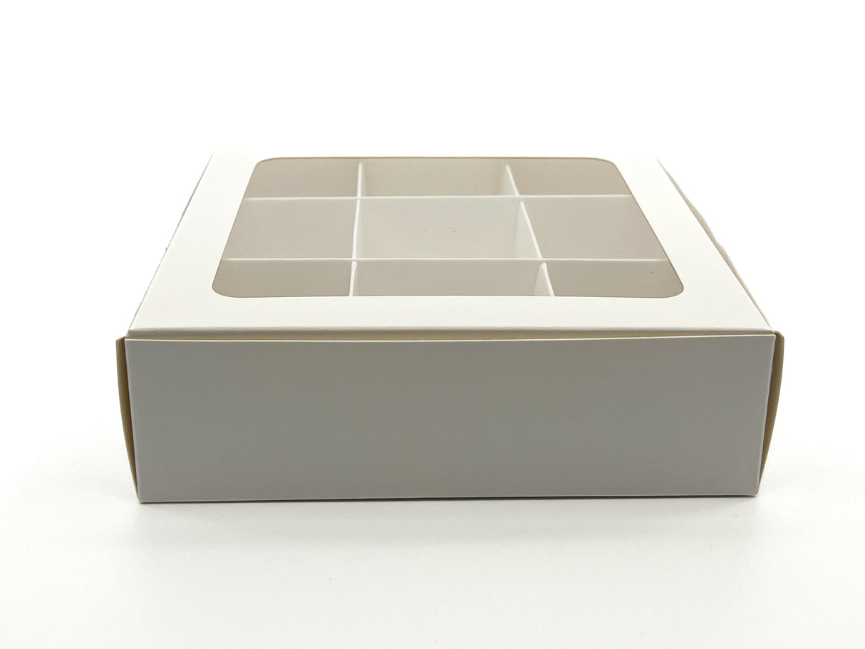 Treat Box with Window and Dividers - Small (9-compartment) - 6.5x6.5x1.9 in [10 pack]