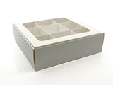 Treat Box with Window and Dividers - Small (9-compartment) - 6.5x6.5x1.9 in [10 pack]