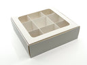 Treat Box with Window and Dividers - Small (9-compartment) - 6.5x6.5x1.9 in [20 pack]