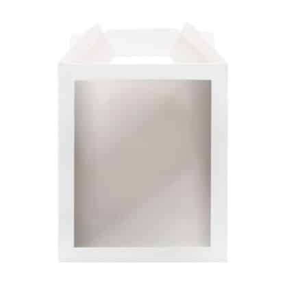 10x10x12 white paper cake box with window and handle